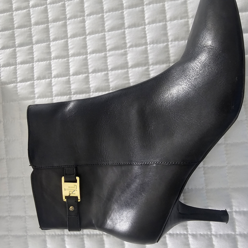 Ralph Lauren Black Leather Ankle Boots